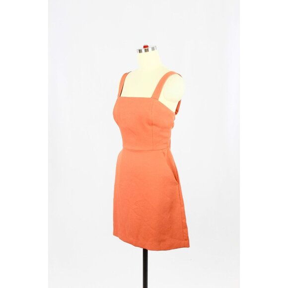 Aritzia WILFRED Ecoulement Rust Orange Basketweave Tie Back Mini Dress, Size 6 - Picture 4 of 16